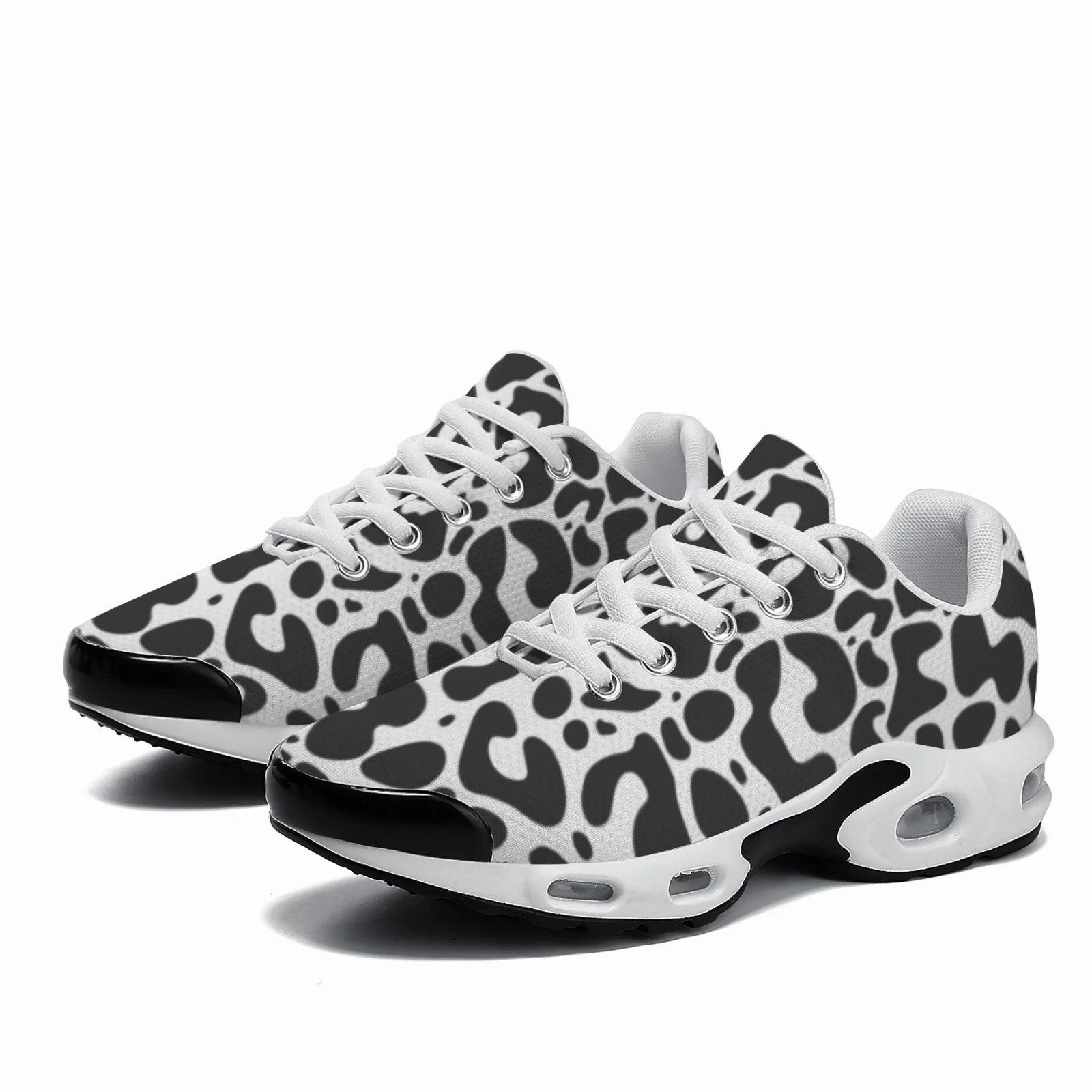 Breathable Mesh Athletic Shoes - Özelleştirilebilir siyah leopar desenli günlük hava