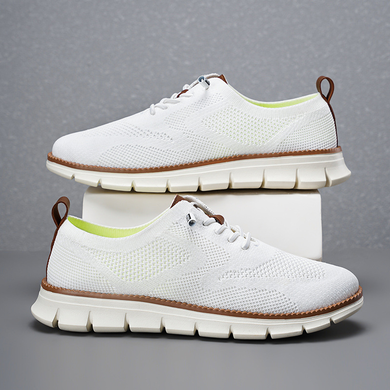 Knit Fabric Lace Up Sneakers - 2026 Yeni Erkek Nefes Alabilen Örme