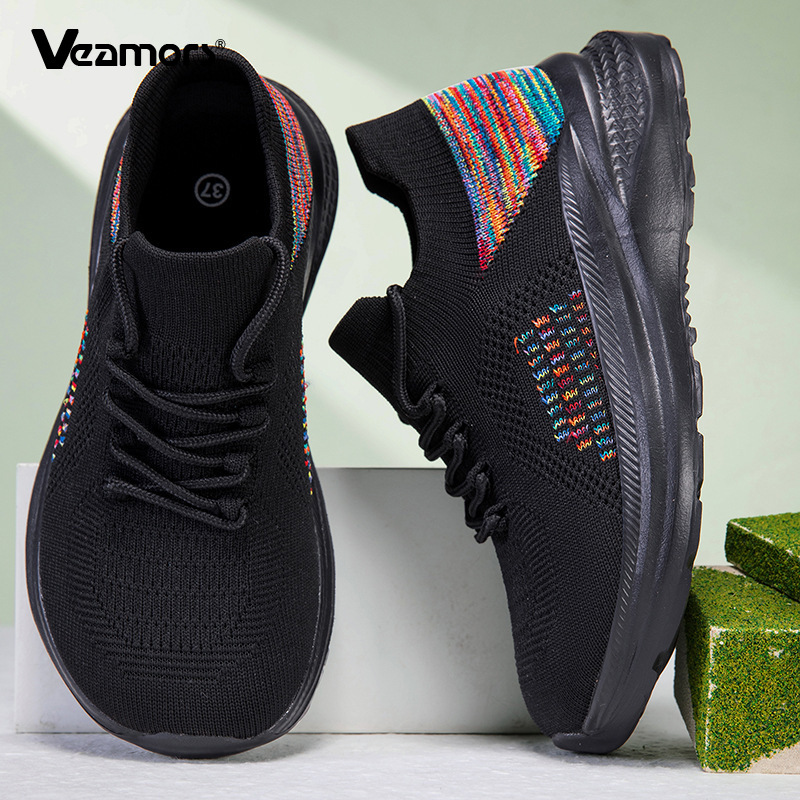 Knit Fabric Lace Up Sneakers - Nefes Alabilen File Çoraplı Spor Ayakkabı