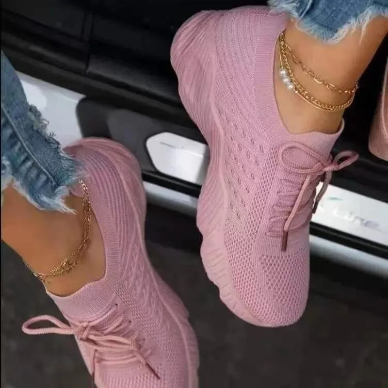 Kadın Günlük Örgü Spor Ayakkab - Knit Fabric Lace Up Sneakers incelemesi ve fiyatı