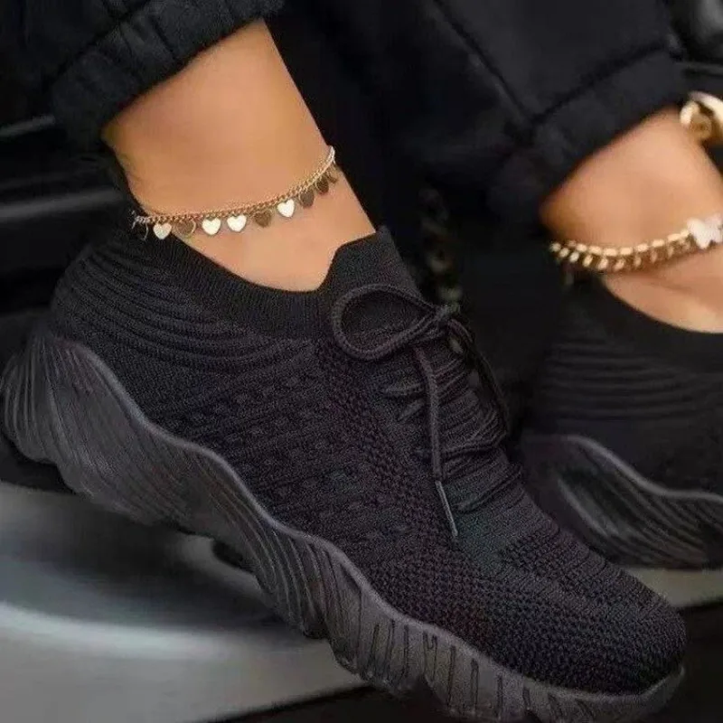 Kadın Günlük Örgü Spor Ayakkab - Knit Fabric Lace Up Sneakers incelemesi ve fiyatı