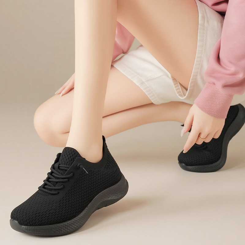 Yaz Bayanlar Nefes Örgü yürüyü - Knit Fabric Lace Up Sneakers incelemesi ve fiyatı
