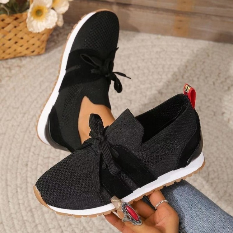 Yeni Siyah Örgü Nefes Alabilen - Knit Fabric Lace Up Sneakers incelemesi ve fiyatı