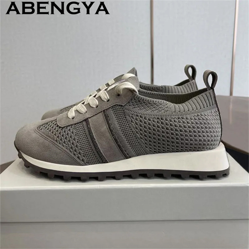 2026 İlkbahar Sıcak Fırsat Örg - Knit Fabric Lace Up Sneakers incelemesi ve fiyatı