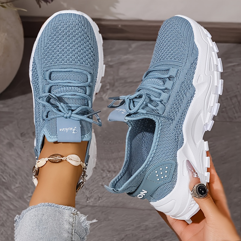 Nefes alabilen örgü spor ayakk - Knit Fabric Lace Up Sneakers incelemesi ve fiyatı