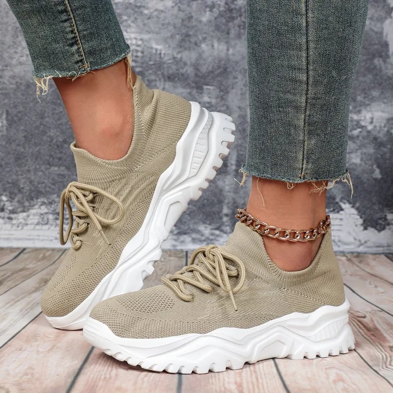 Kadınlar ve Erkekler için Moda - Knit Fabric Lace Up Sneakers incelemesi ve fiyatı