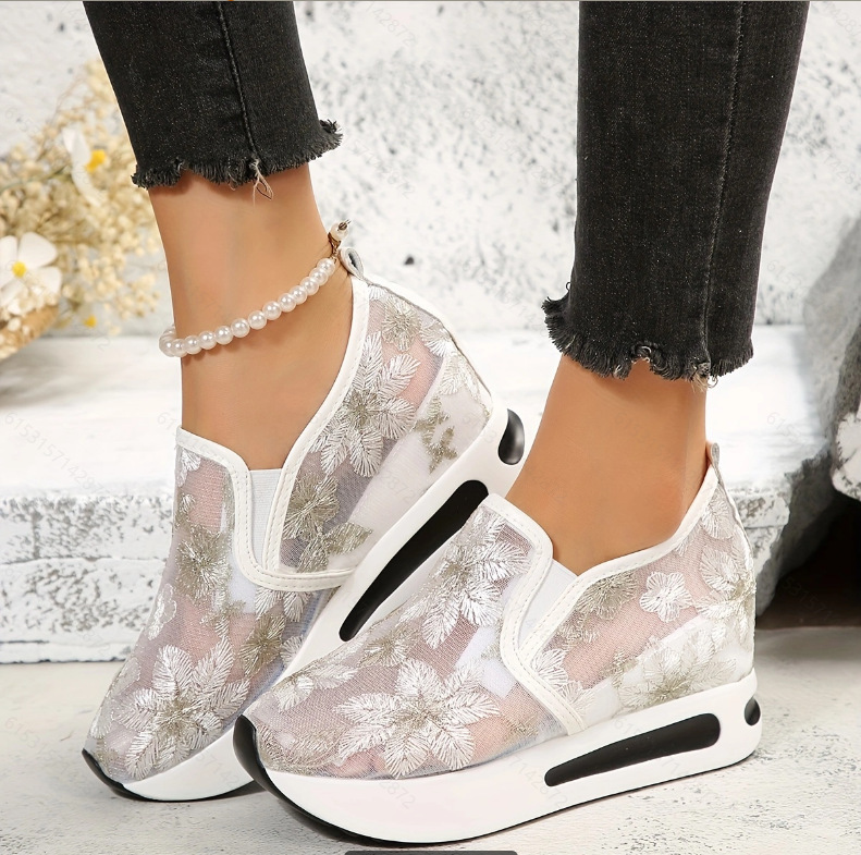 Dantel düz platform kadın spor - Breathable Mesh Athletic Shoes incelemesi ve fiyatı